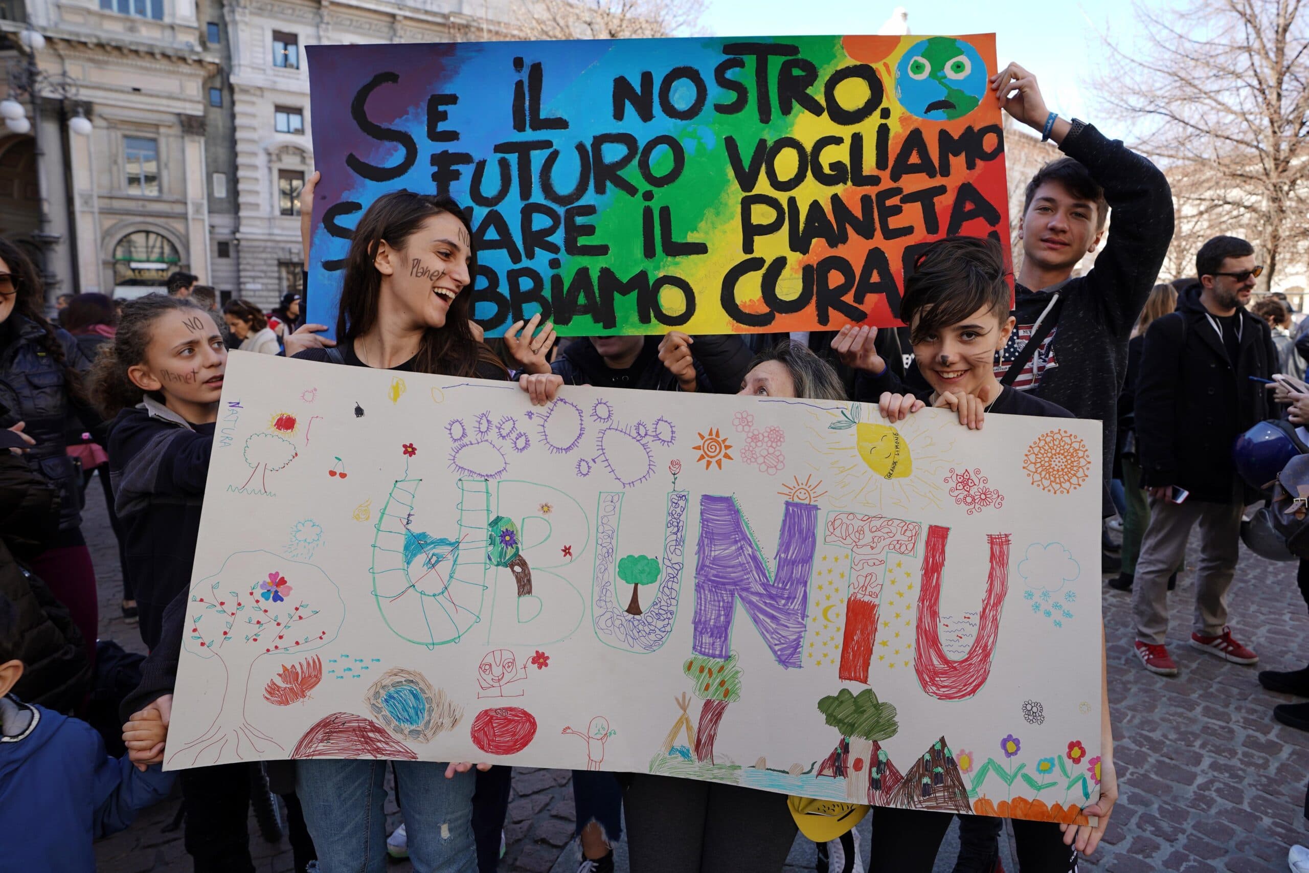 Miljödemonstration, miljö, demonstration, Milano, Italien, människor