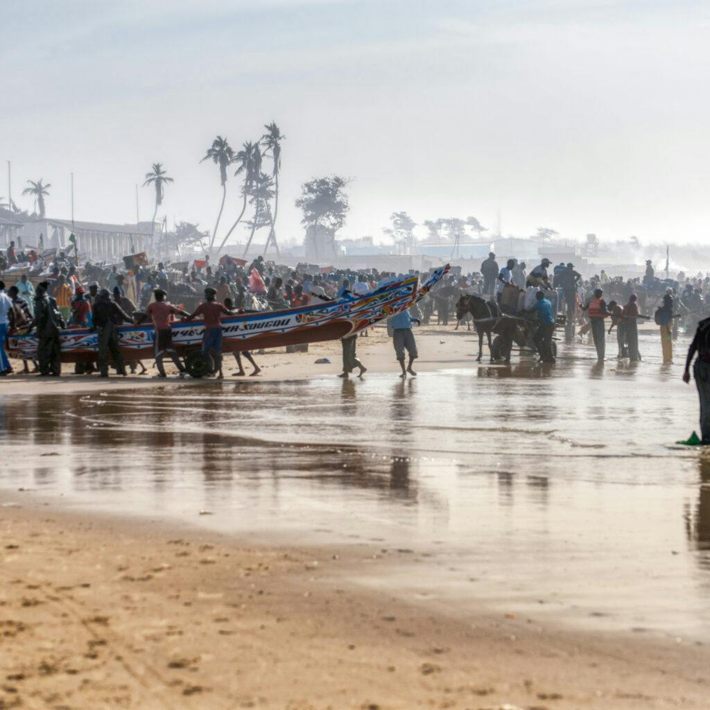 Båt, Strand, Senegal, Fiske, Människor, Småskaligt, Kayar