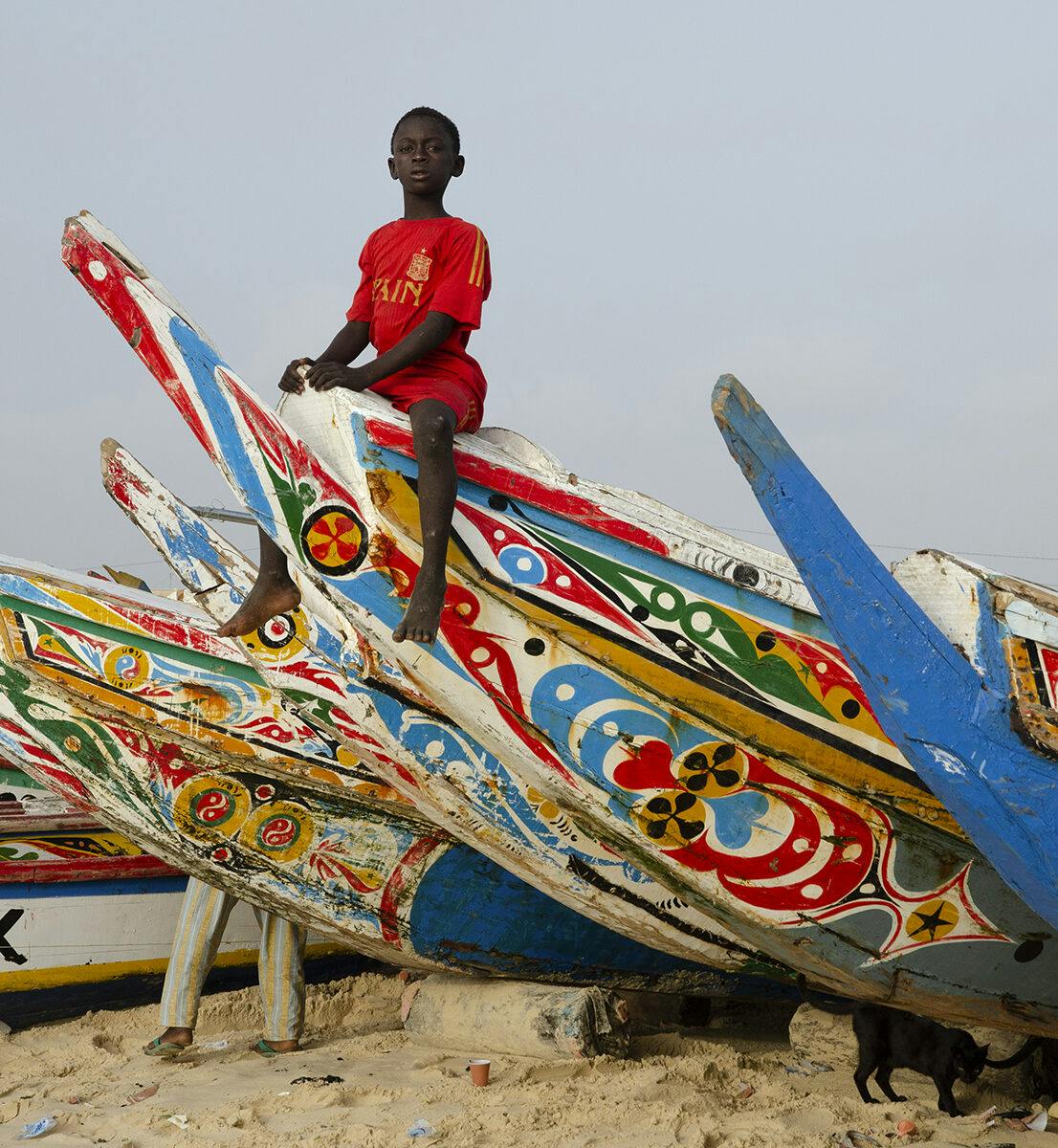Senegal, Fiske, Småskaligt, Fiskare, Pojke, Strand, Båt, Rapport, Afrika, Västafrika