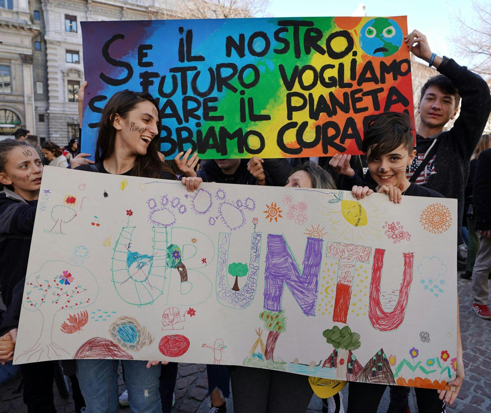 Miljödemonstration, miljö, demonstration, Milano, Italien, människor