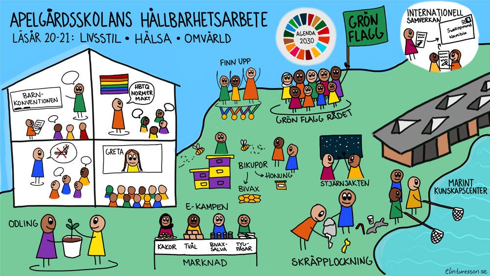 Malmöskolor, Apelgårdsskolan, grön, flagg, hållbarhetsarbete