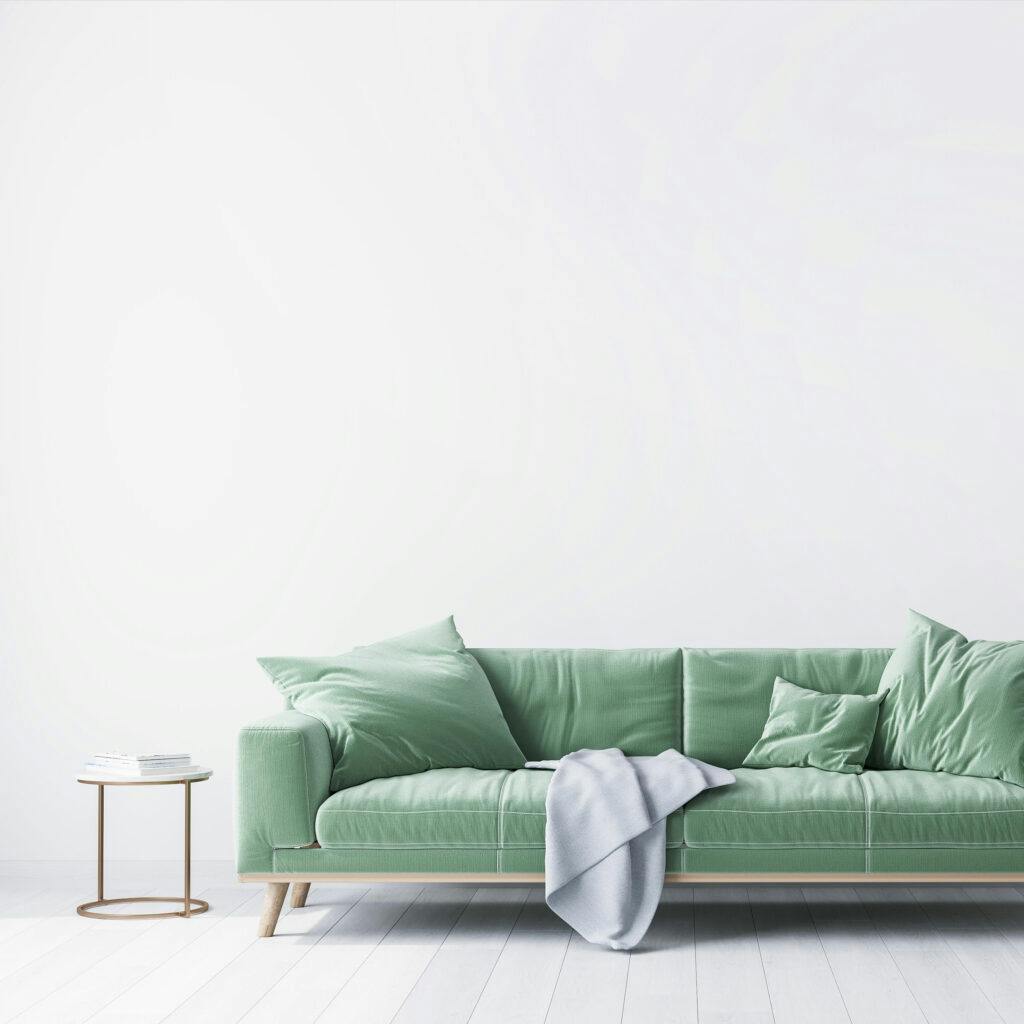 Soffa, möbler, inredning, mintgrönt, inomhus, prylar, vardagsrum, design, textilier, filt, soffbord