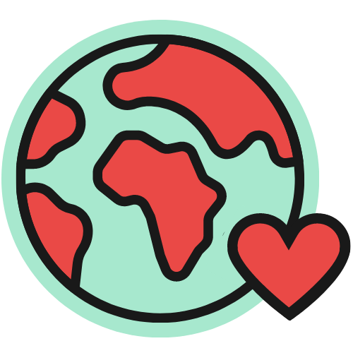 Jordglob med hjärta, illustration för Rädda biståndet.