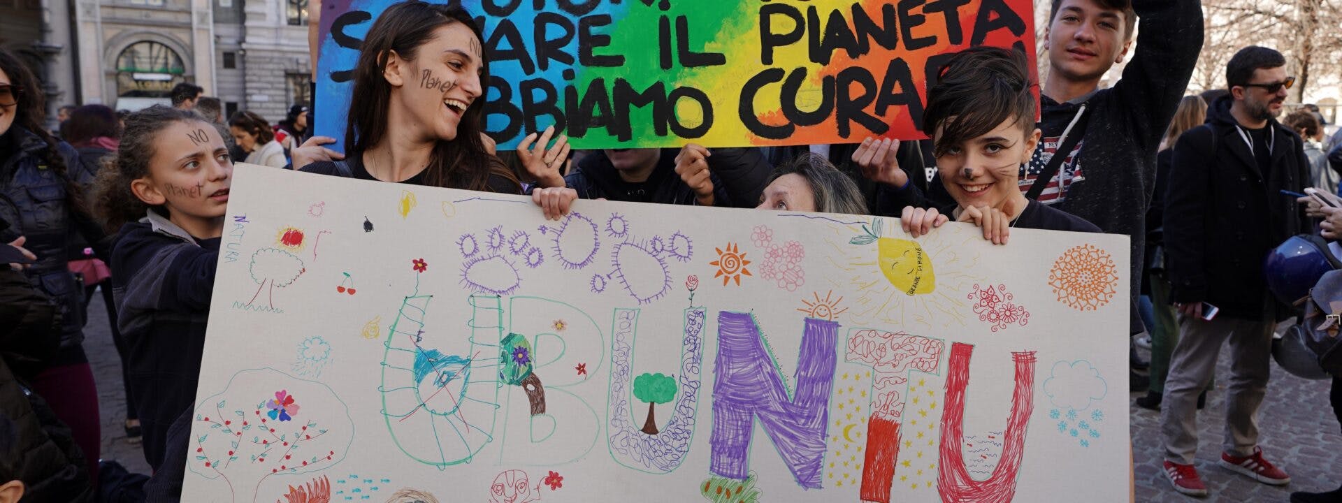 Miljödemonstration, miljö, demonstration, Milano, Italien, människor